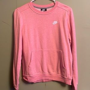 Nike pink crew neck sweatshirt with front pocket